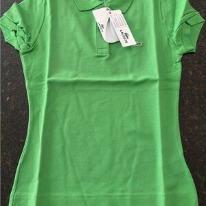 Lacoste Women's Short Sleeve Green Polo Size 34-US 2 cotton pique’ stretch